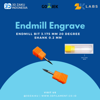 ZKLabs CNC Spindle Endmill Engrave Bit 3,175 mm shank 20 degree 0,2 mm